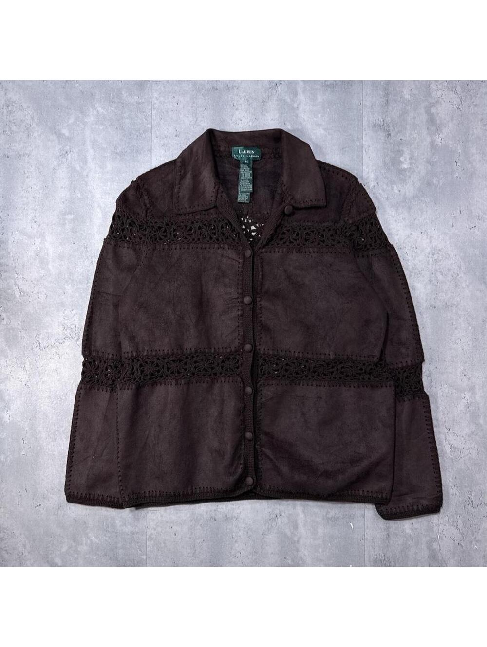 Y2K Polo Ralph Lauren Wool Crochet Brown Jacket